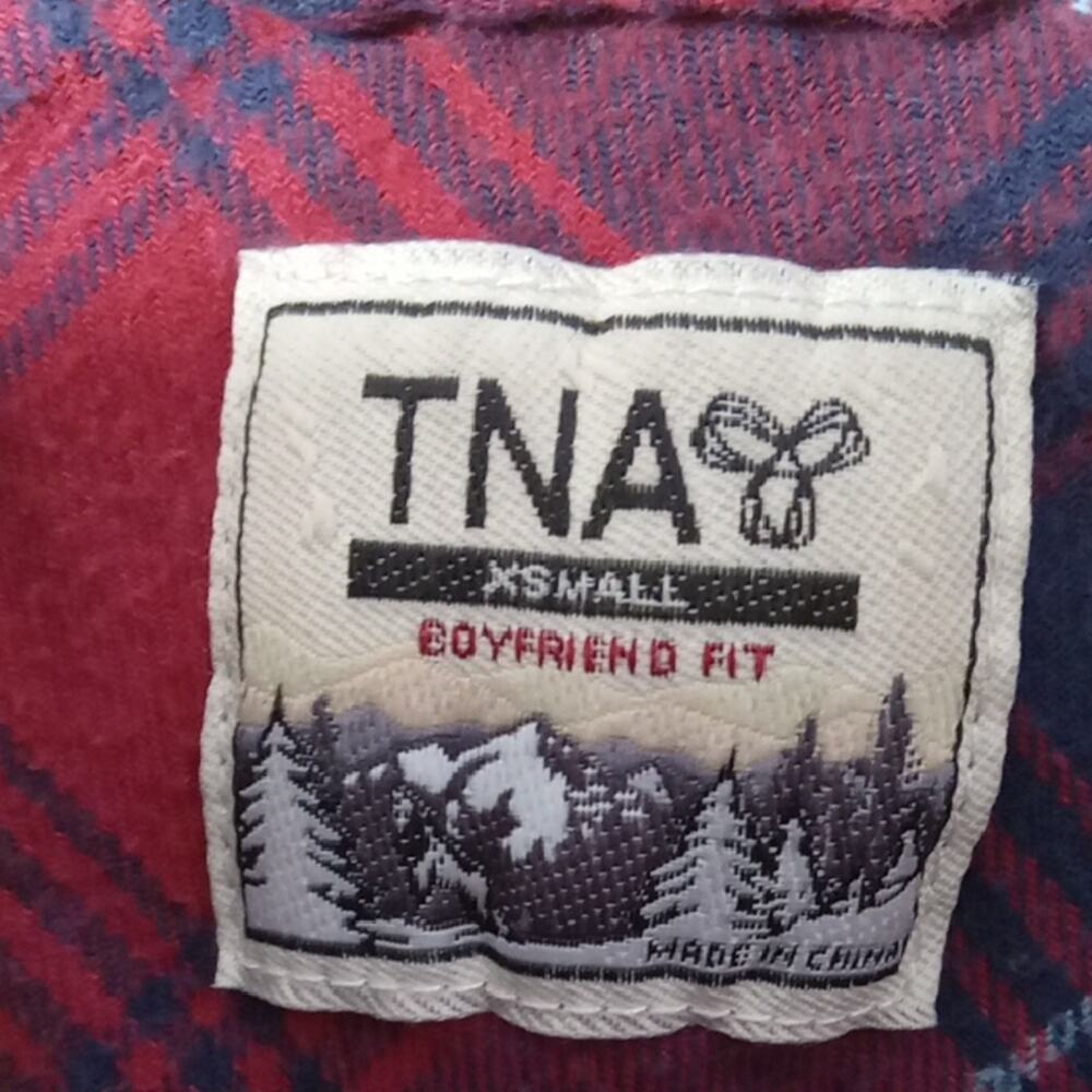 TNA Women's Size XS Red and Blue Plaid Flannel Button Down Shirt. Western - Picture 2 of 7